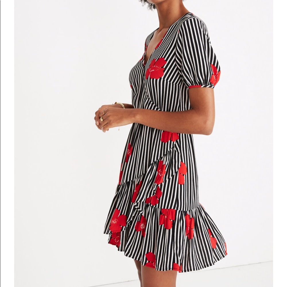 Madewell Ruffle-Wrap Dress in Candied Orchids